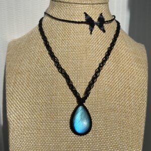 Labradorite Necklace & Butterfly Choker Set