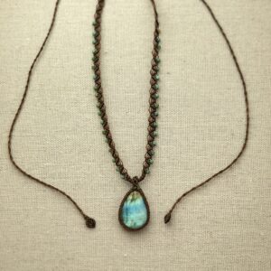 Multicolor Flash Labradorite Sirena With Glass Beads