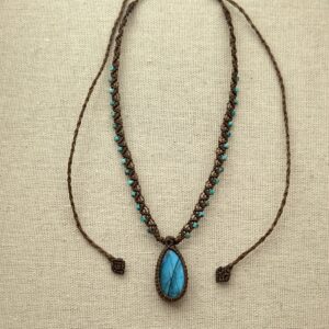 Blue Labradorite Sirena Necklace with Glass Beads