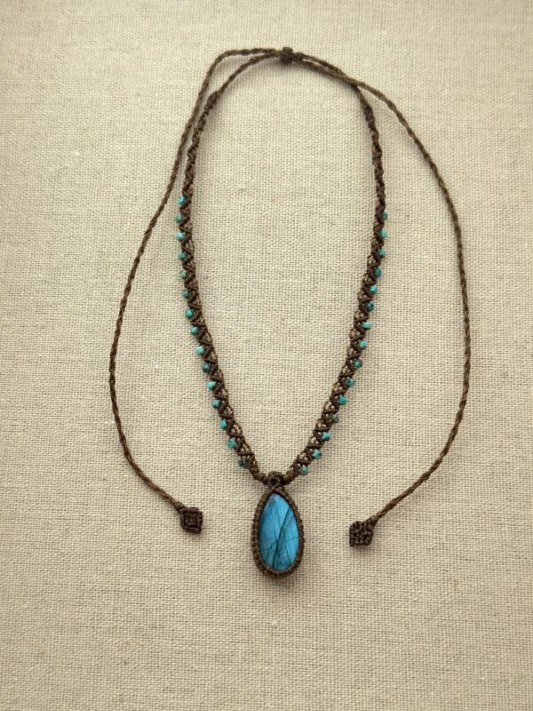 Blue Labradorite Sirena Necklace with Glass Beads