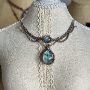 Blue & Golden Glow Teardrop Labradorite Choker