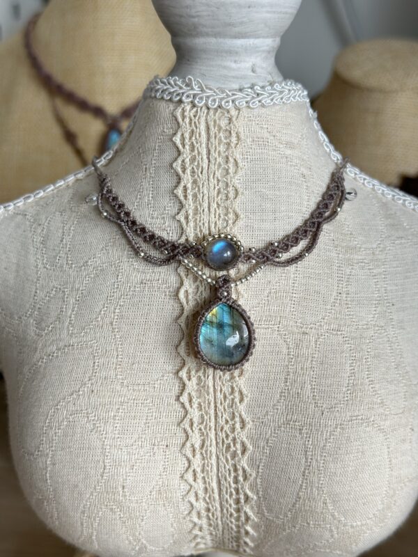 Blue & Golden Glow Teardrop Labradorite Choker