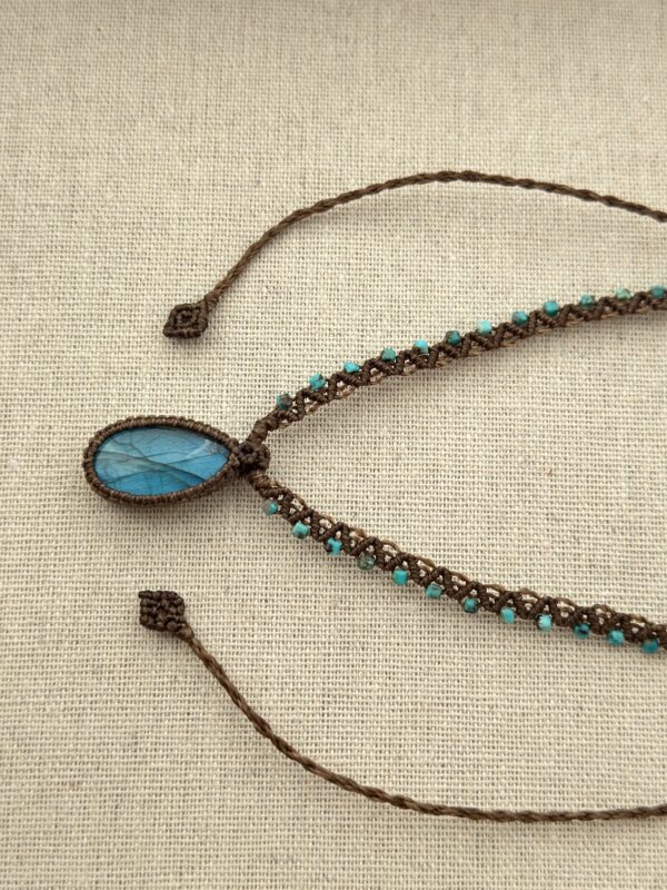 Blue Labradorite Sirena Necklace with Glass Beads - Image 3