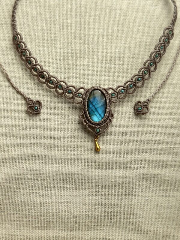 Zafira Labradorite Macrame Necklace - Image 4