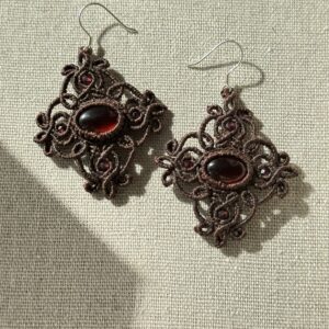 Garnet Macrame Earrings