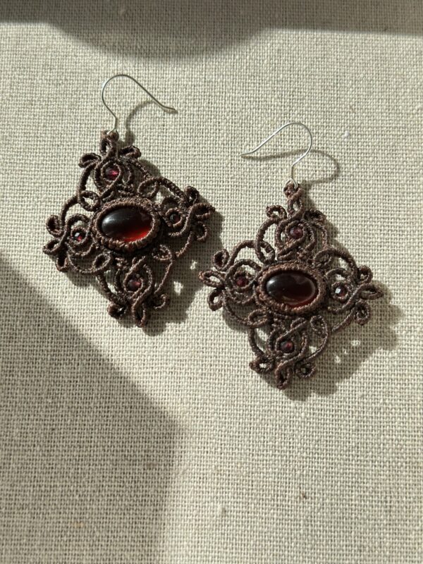 Garnet Macrame Earrings