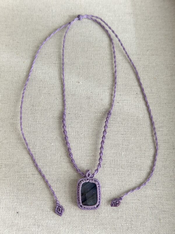 Purple Flash Labradorite Macrame Necklace - Image 2