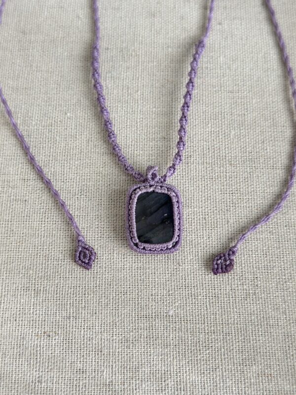 Purple Flash Labradorite Macrame Necklace - Image 4