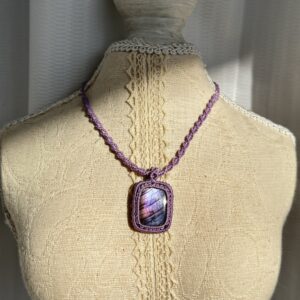 Purple Flash Labradorite Macrame Necklace