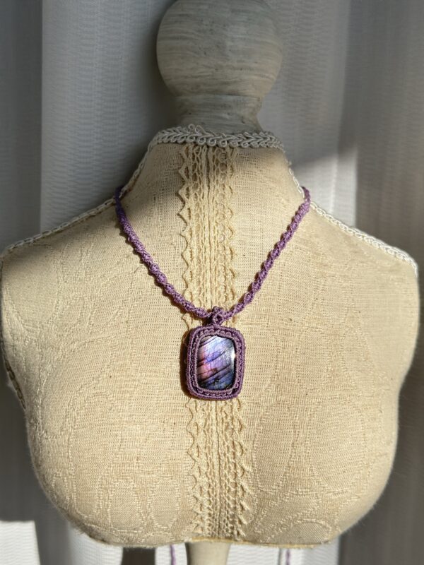 Purple Flash Labradorite Macrame Necklace