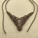 Brown Flash Labradorite Macrame Necklace