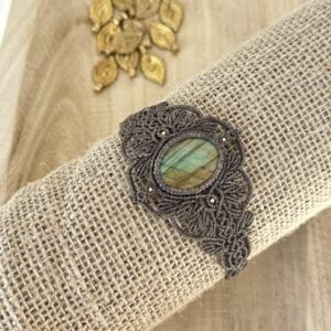 Orange-Green Flash Labradorite Bracelet