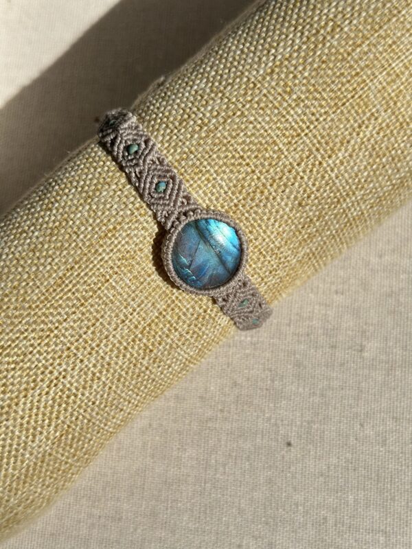 Blue Flash Labradorite Macrame Bracelet - Image 2