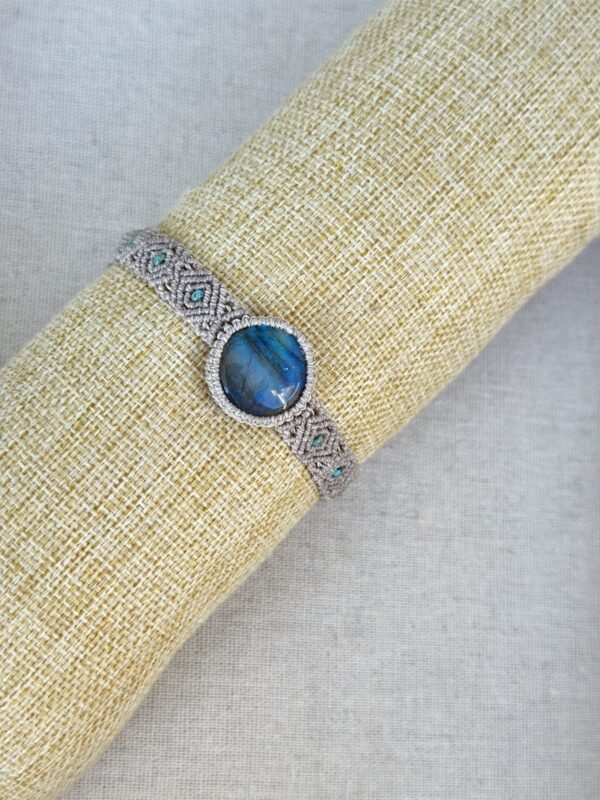 Blue Flash Labradorite Macrame Bracelet - Image 3