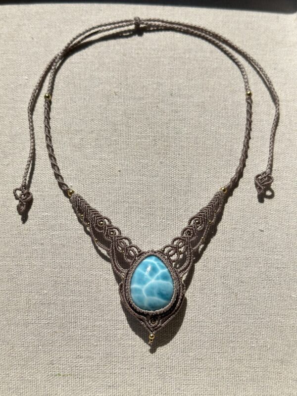 High-Grade Larimar Macrame Necklace - Image 7