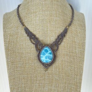 High-Grade Larimar Macrame Necklace