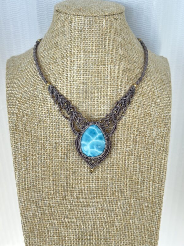 High-Grade Larimar Macrame Necklace