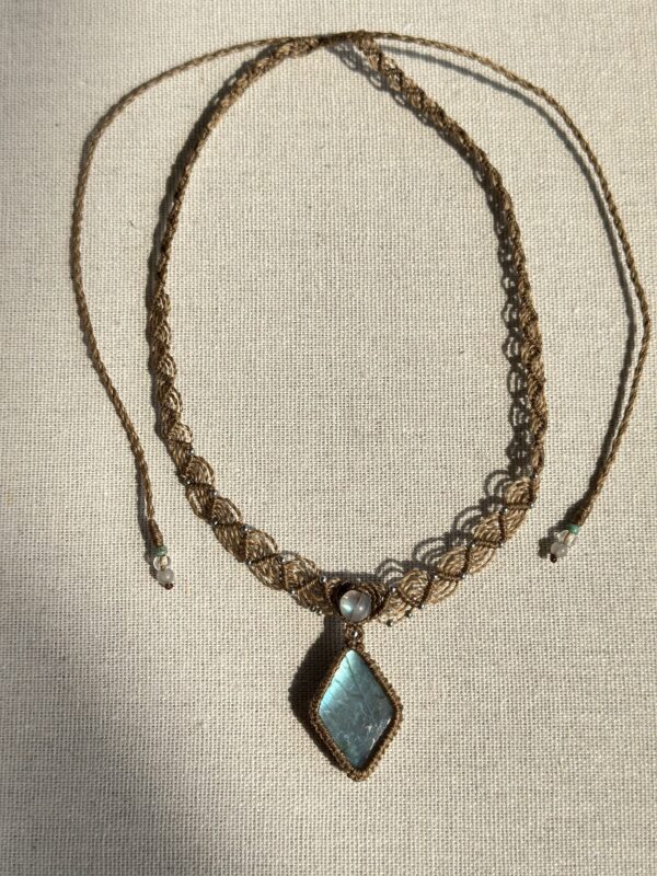 Diamond Cut Icy Blue-Green Flash Labradorite Pendant Necklace - Image 3