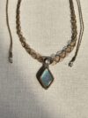 Diamond Cut Icy Blue-Green Flash Labradorite Pendant Necklace - Image 4