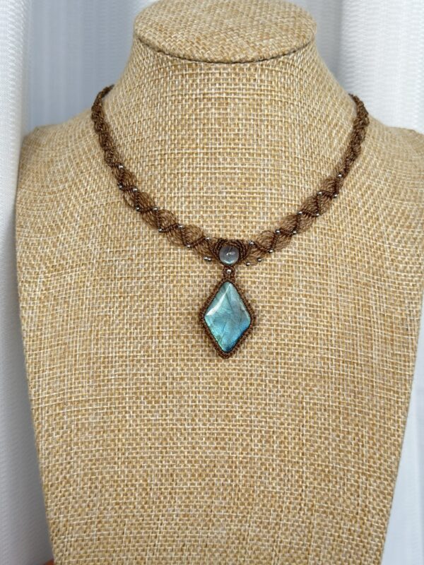 Diamond Cut Icy Blue-Green Flash Labradorite Pendant Necklace