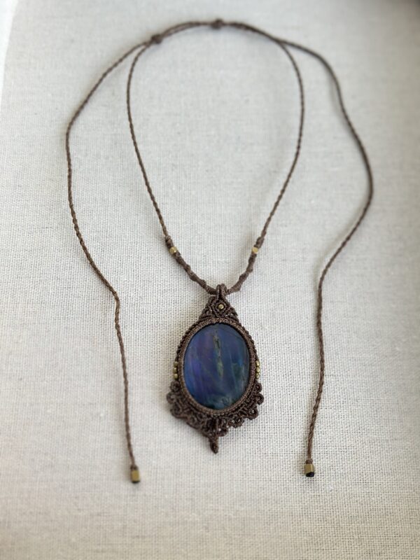 Blue Flash Labradorite Macrame Necklace - Image 2