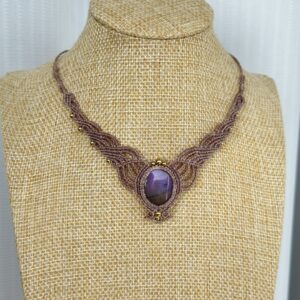 Mystic Purple-Pink flash (with warm golden undertones depending on light) Flash Labradorite Necklace