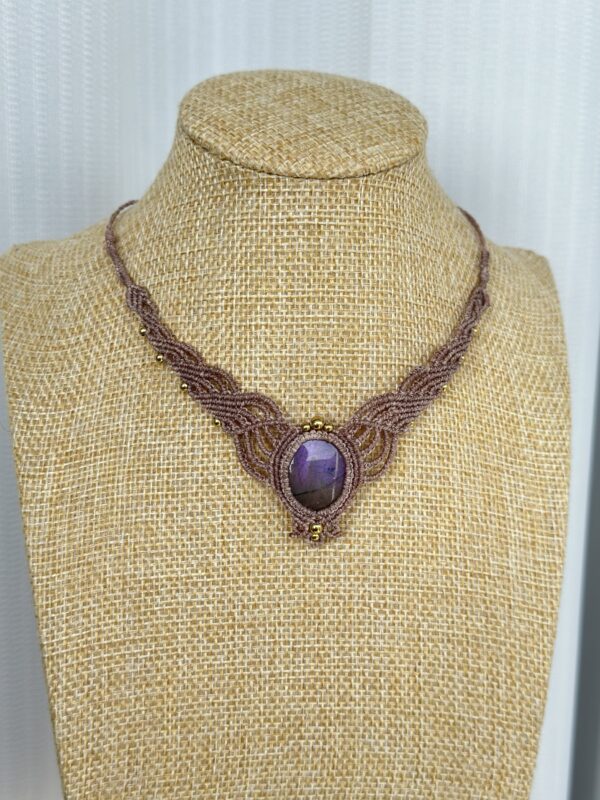 Mystic Purple-Pink flash (with warm golden undertones depending on light) Flash Labradorite Necklace