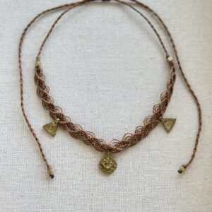Boho Macrame Brass Charm Choker