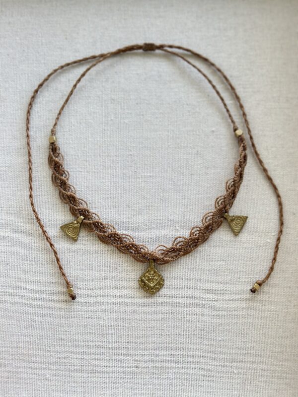 Boho Macrame Brass Charm Choker