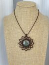 Mandala Green Gold Macrame Labradorite Necklace