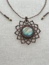 Mandala Green Gold Macrame Labradorite Necklace - Image 3