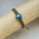 Blue labradorite bracelet with green cord
