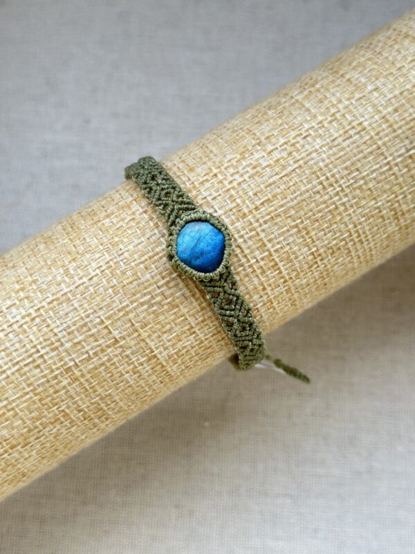 Blue labradorite bracelet with green cord