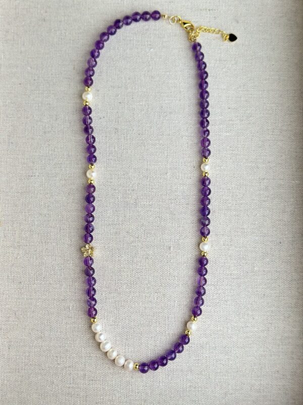 Amethyst and Pearl beaded Necklace