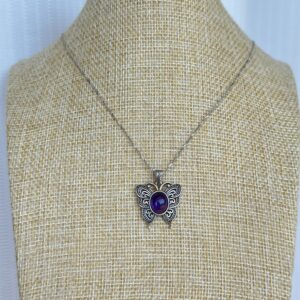 925 Sterling Silver Amethyst Butterfly Necklace