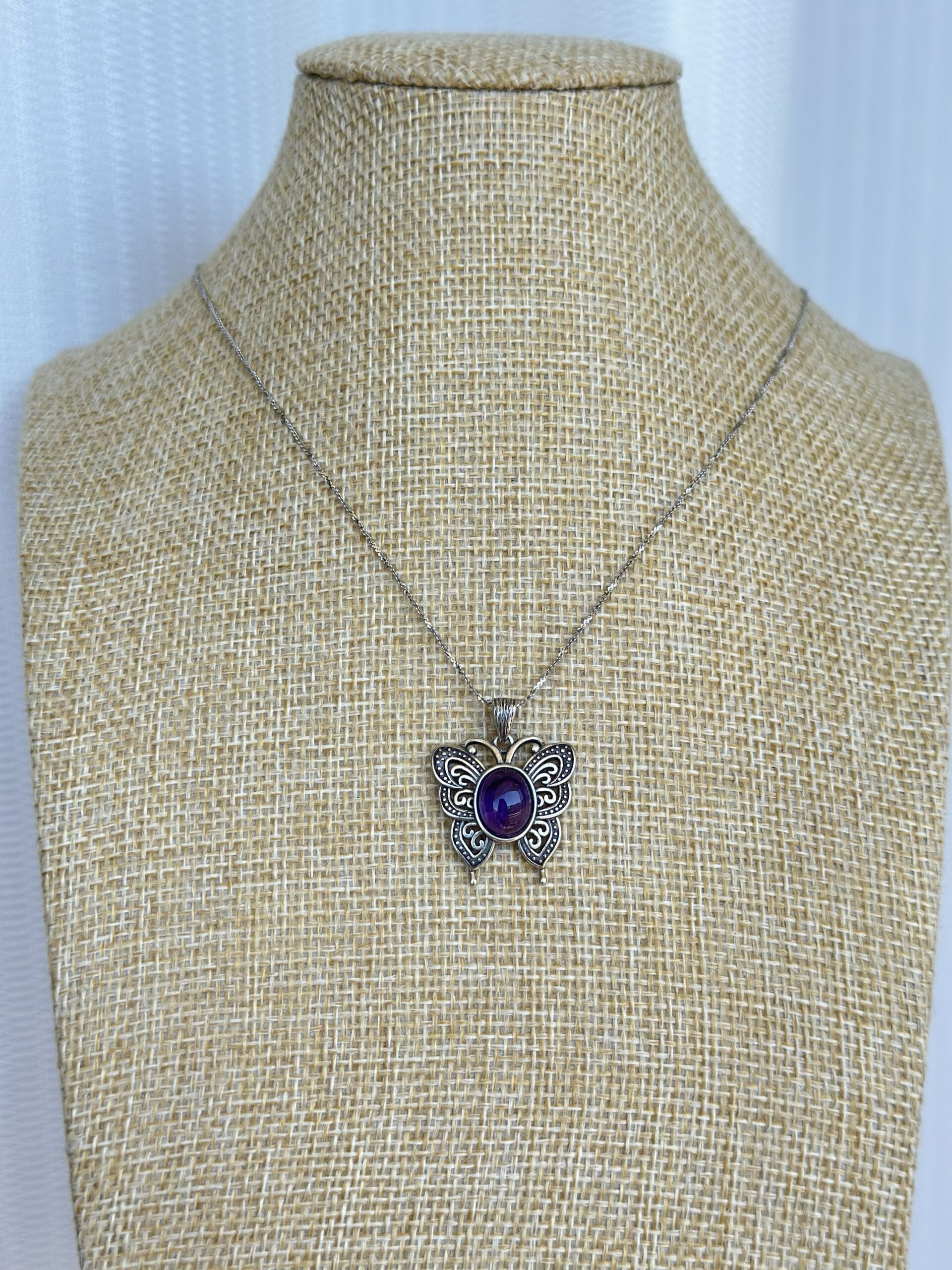img_8460 925 Sterling Silver Amethyst Butterfly Necklace - Image 1