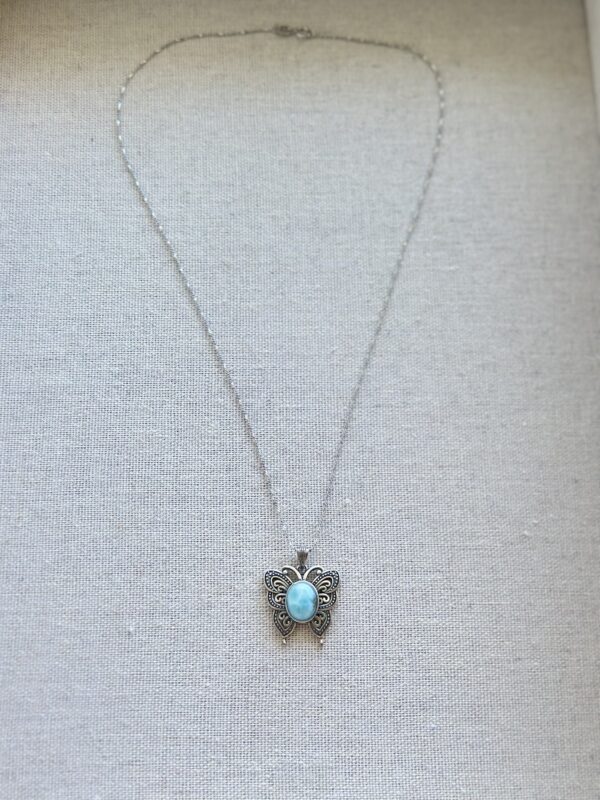925 Sterling Silver Larimar Butterfly Necklace - Image 4