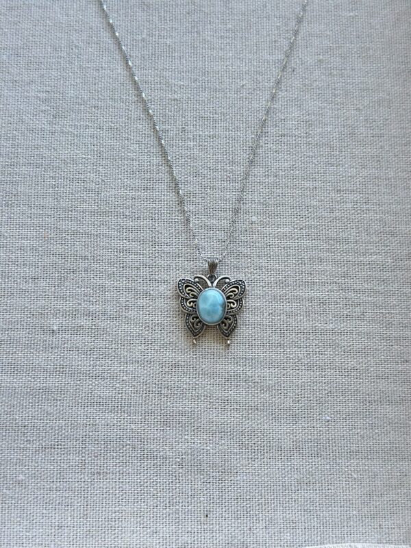 925 Sterling Silver Larimar Butterfly Necklace - Image 3