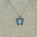 925 Sterling Silver Larimar Butterfly Necklace