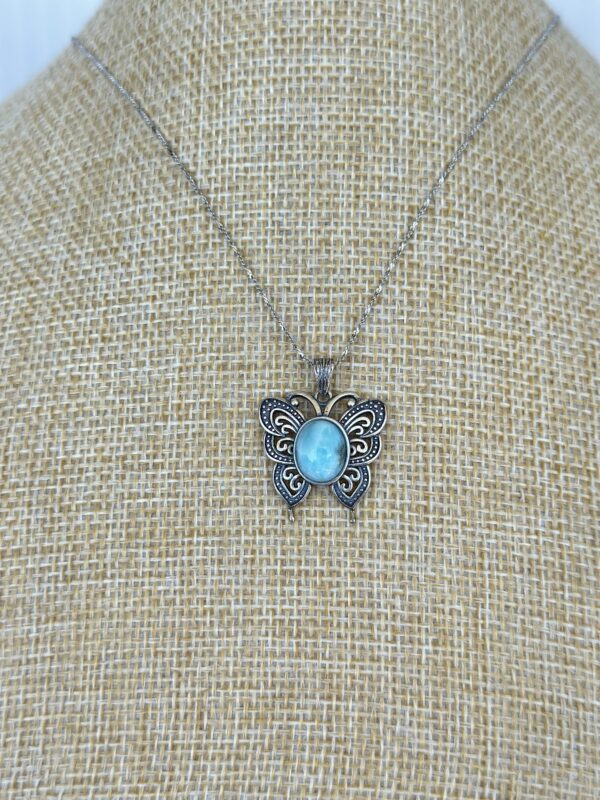 925 Sterling Silver Larimar Butterfly Necklace