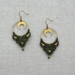 Army Green Moon Macramé Earring