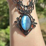 Blue Labradorite Necklace with Black Cord