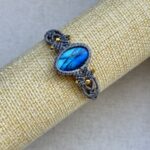 Blue Labradorite Bracelet with Grey Cord