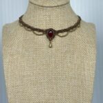 Garnet Choker Necklace with Brown Cord