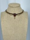 Garnet Choker Necklace with Brown Cord