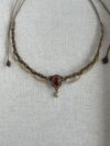 Garnet Choker Necklace with Brown Cord - Image 3