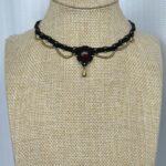 Garnet Choker Necklace with Black Cord