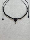 Garnet Choker Necklace with Black Cord - Image 2