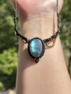 Green Blue Labradorite Choker Necklace - Image 2