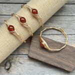 Carnelian Eye-Shaped Wire-Wrapped Bracelet